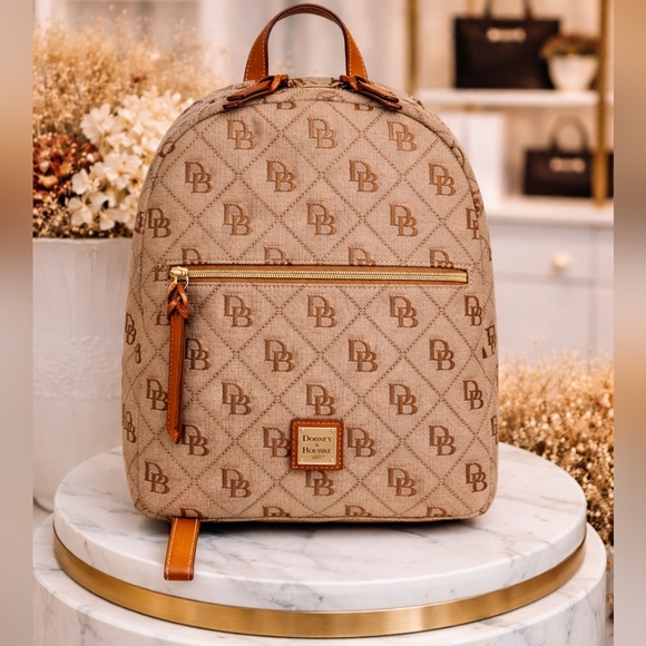 Dooney & Bourke Handbags - Dooney & Bourke Maxi Quilt Ronnie Backpack Signature Monogram Canvas Leather